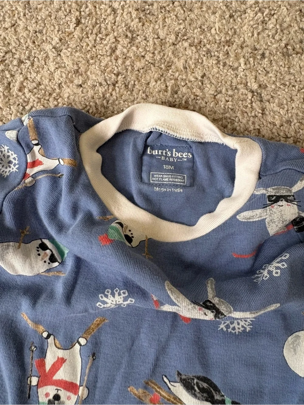 Burt’s Bees Baby 18M Pajamas Long Sleeve Top And Bottoms Winter Penguins